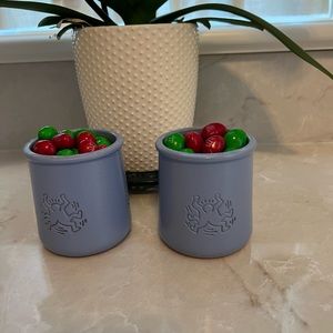Le Fermiére terracotta blue Keith Harring cups (two)
